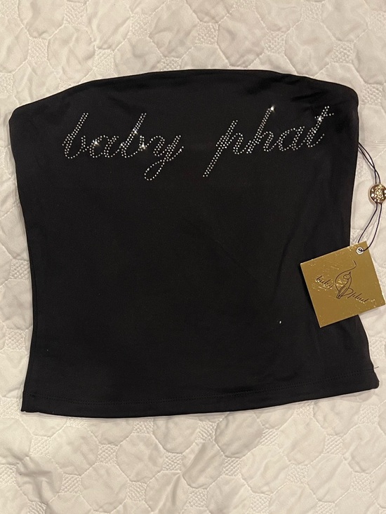 Baby Phat Tops - Baby Phat Tube Top Black Bling Rhinestone Logo - Y2K - Size Small NWT
